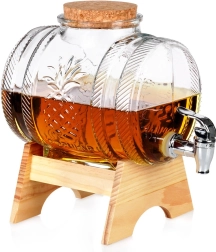 Üveg italkiöntő csappal és bambusz állvánnyal, 3 l