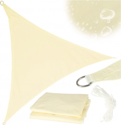 Vízálló kültéri háromszög napvitorla, bézs, 4x4x4 m