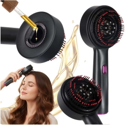 Elektromos fejbőrmasszírozó kefe infravörös fénnyel és olajadagolóval, USB, fekete