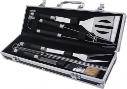 Acél grill szerszámkészlet bőröndben, 9 darab