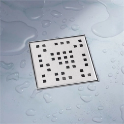 Rozsdamentes négyzet alakú zuhanyfolyóka 12 × 12 cm