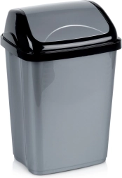 Műanyag szemetes 10 l, szürke, billenő fedéllel