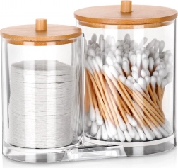 Dupla szervező vattapálcikákhoz és arctisztító korongokhoz bambusz fedelekkel