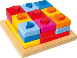 Bino színes formák fa alapon