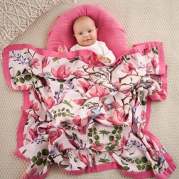 Bambusz muszlin takaró Magnolia Lovebirds 106x106 cm