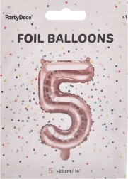 Fólia lufi 5-ös szám gyöngyházrózsaszín 35 cm