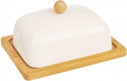 Whiteline porcelán vajtartó bambusz alappal