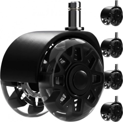 2,5" RUHHY irodai szék görgők, fekete, 5 darabos készlet