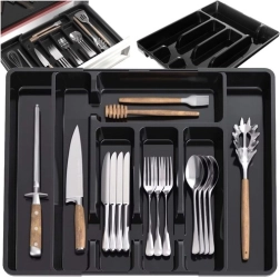 Műanyag, bővíthető evőeszközrendező konyhai fiókba