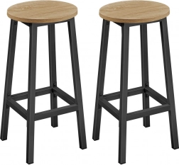 Kerek bárszék készlet 2 db - 65 cm konyhai magas szék lábtámasszal