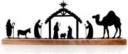 Betlehem mangófából és fekete fémből 51 × 5 × 18 cm