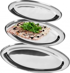 Rozsdamentes acél ovális tálcák, 3 db-os szett