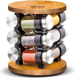 LT7051 fűszertartó üvegedény készlet 12 db edény + állvány