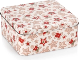 Fém karácsonyi süteményes doboz 15 × 15 × 6,5 cm