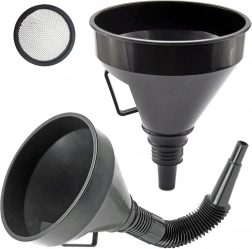 Nagy műanyag üzemanyag tölcsér szűrővel