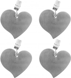 Szívalakú acél terítőcsipeszek, 4 darabos készlet