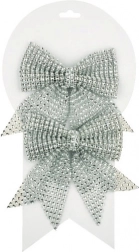 Ezüst karácsonyi masnik díszkövekkel, 12 cm, 2 db