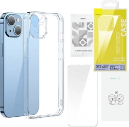 Baseus SuperCeramic átlátszó üveg tok és edzett üveg készlet iPhone 14-hez – Plus