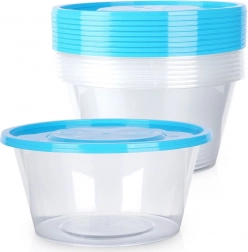 Kerek ételtartó dobozok tetővel, 650 ml, 10 db-os készlet