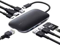 Aukey USB‑C hub 8 az 1-ben HDMI 4K‑val, Gigabites Ethernettel és 100 W Power Delivery‑vel