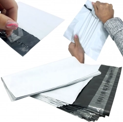 Fehér polietilén postai tasakok 500 × 600 mm, 50 db/csomag