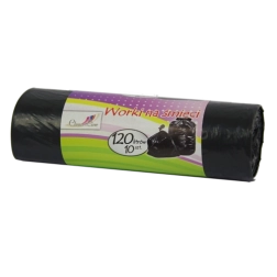 Extra erős szemeteszsákok 120 l összehúzható szalaggal, fekete (10 db)