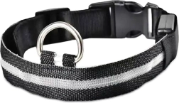 LED világító nyakörv kutyáknak és macskáknak 32-37 cm fekete