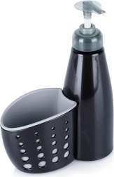 Mosogatószer-adagoló szivacstartó rekesszel, fekete, 370 ml