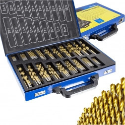 1–10 mm kobalt fúrószár készlet titánbevonattal, 230 db fém kofferben