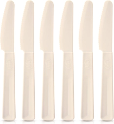 Műanyag krémszínű asztali kések SANDY, 6 db