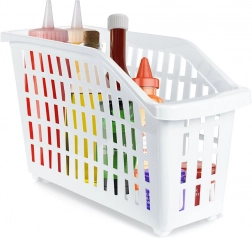 Keskeny fehér gurulós tároló kosár 13 l