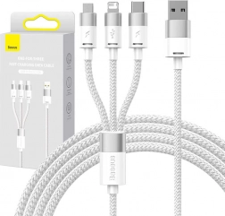 Baseus StarSpeed 3 az 1-ben töltőkábel, USB‑C + Micro USB + Lightning, 3,5 A, 1,2 m, fehér