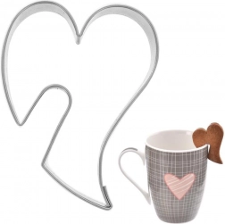 Rozsdamentes szív alakú süti kiszúró 5,5 cm bögrére akasztható kivágással