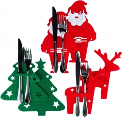 Karácsonyi filc evőeszköztok, 6 darabos készlet