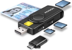 AXAGON ID, SD, microSD és SIM kártyaolvasó USB-vel
