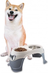 Megemelt, dupla rozsdamentes acél kutyatál csúszásgátlóval