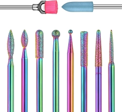 Gyémánt- és kerámia köröm- és kutikula-marókészlet, 10 db tokban