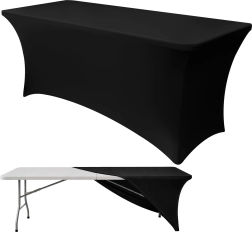 Rugalmas, sztreccs bankettasztal-huzat RUHHY 180 × 75 × 75 cm fekete – 1 db
