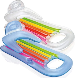 Felfújható lebegő napozóágy háttámlával és pohártartóval INTEX