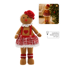 Karácsonyi mézeskalács baba LED világítással, 46 cm