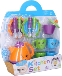 Színes gyerekteakészlet arcos motívummal