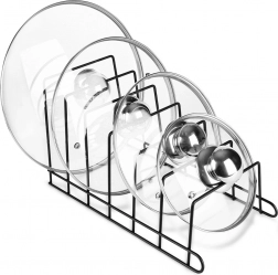 Fém fedő- és tányérrendező, fekete