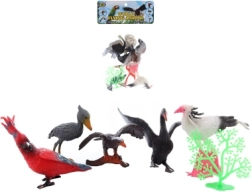 Műanyag madárfigurák készlete kiegészítőkkel, tasakban