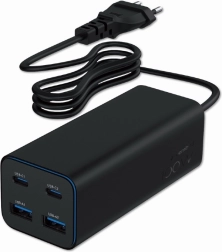 Univerzális töltő 100W GaN 2xUSB-A 2xUSB-C gyors töltés fekete