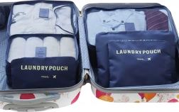 Utazási rendezőkészlet bőröndhöz és szekrényhez (6 db) – sötétkék