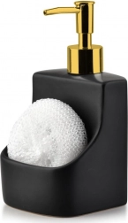 Kerámia mosogatószer-adagoló szivacstartóval, fekete 400 ml