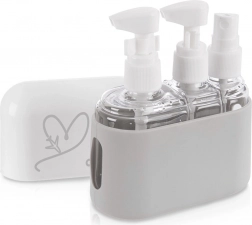 Utazó kozmetikai flakonok tokban, 4 részes készlet