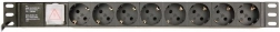 Rack PDU tápcsík, 8x Schuko aljzat, 1U, 10 A, C14 bemenet, 3 m kábel