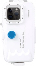 PULUZ vízálló műanyag tok iPhone 15 Plus, 15 Pro Max, 14 Plus, 14 Pro Max, 13 Pro Max, 12 Pro Max és 11 Pro Max készülékekhez – fehér