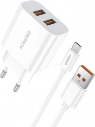 FONENG gyorstöltő 2× USB 12 W Micro USB kábellel